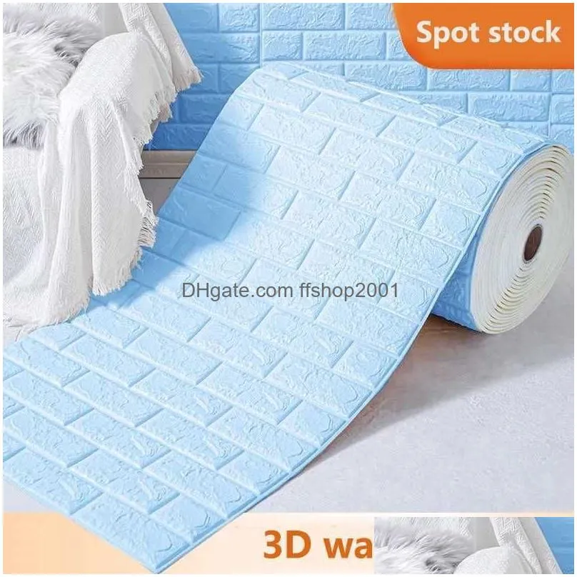  70cmx1m 3d brick pattern wall sticker self-adhesive panel waterproof living room wallpaper home decoration