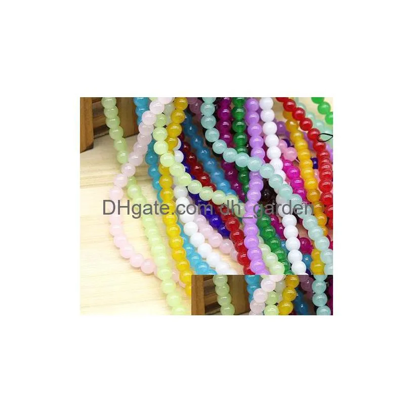 Other Wholesale 200Pcs One String 4Mm Mticolor Imitation Jade Glass Beads Round Loose Semi Precious Stone Spacer For Jewelry Dhgarden Dh2D7