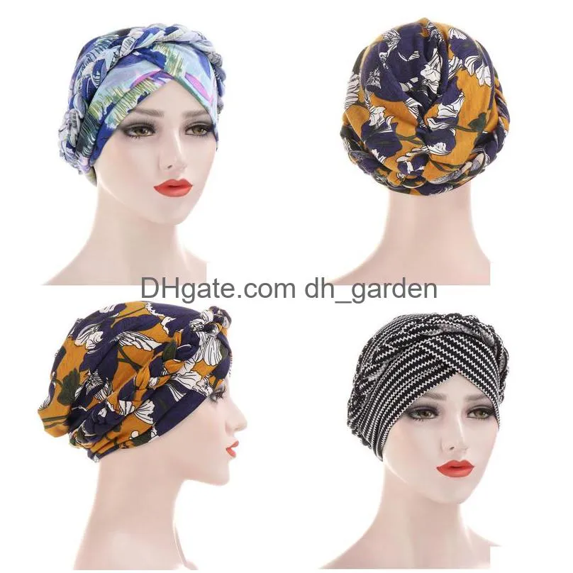 Beanie/Skull Caps Muslim Women Silk Braid Pre Tied Turban Hat Headscarf Cancer Chemo Beanie Cap Hijab Headwear Head Wrap Hai Dhgarden Dhjc7