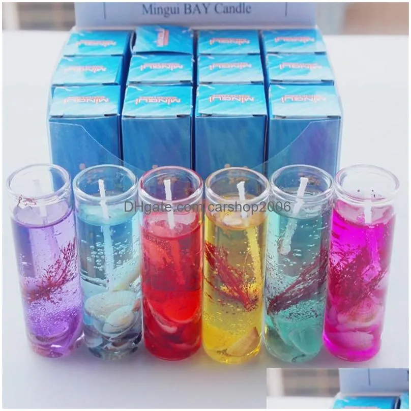 high quality aromatherapy smokeless candles ocean shells jelly  oil wedding candles romantic scented candles color random