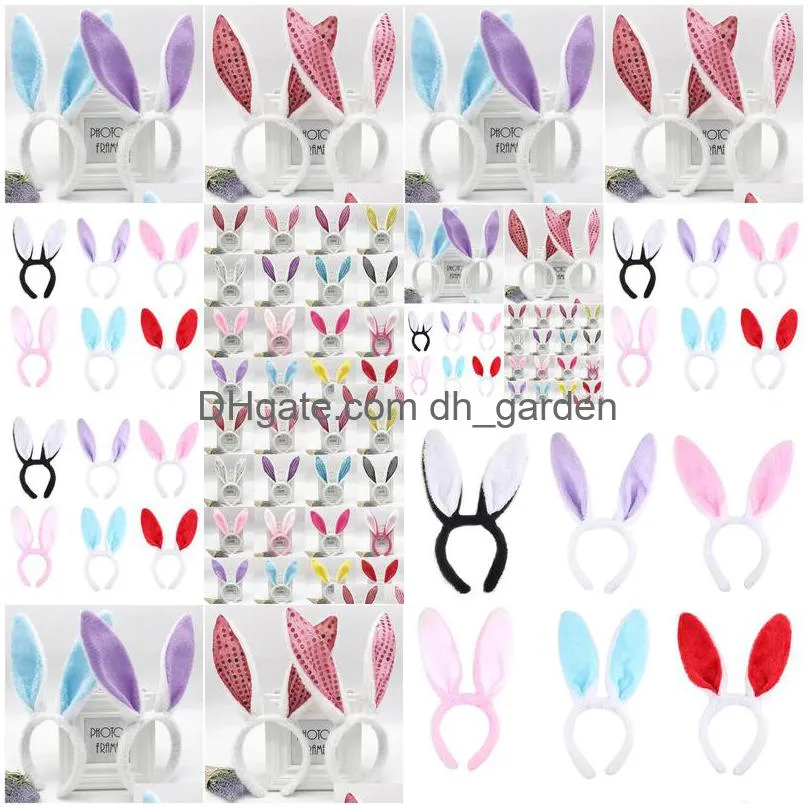 Headbands Easter Party Festive Hairbands Adt Kids Cute Rabbit Ear Headband Prop Plush Dress Costume Bunny Ears Hairband Drop Dhgarden Dh5Px