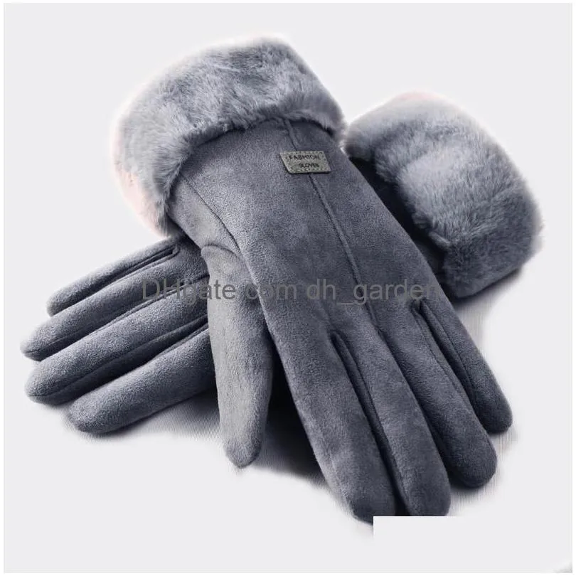 Five Fingers Gloves New Winter Gloves Female Warm Polar Fleece Mittens Double Thick Plush Wrist Women Touch Sn Driving Drop Dhgarden Dhmej