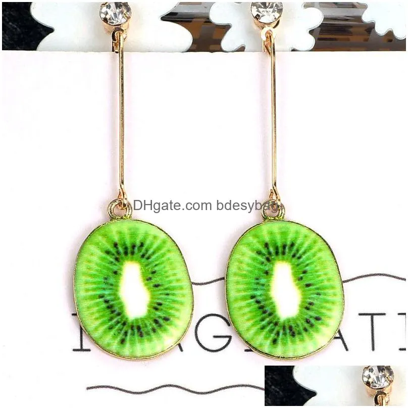 trendy fruit watermelon pendant strawberry kiwi clip earrings for women cute food pendant no ear hole jewelry gift