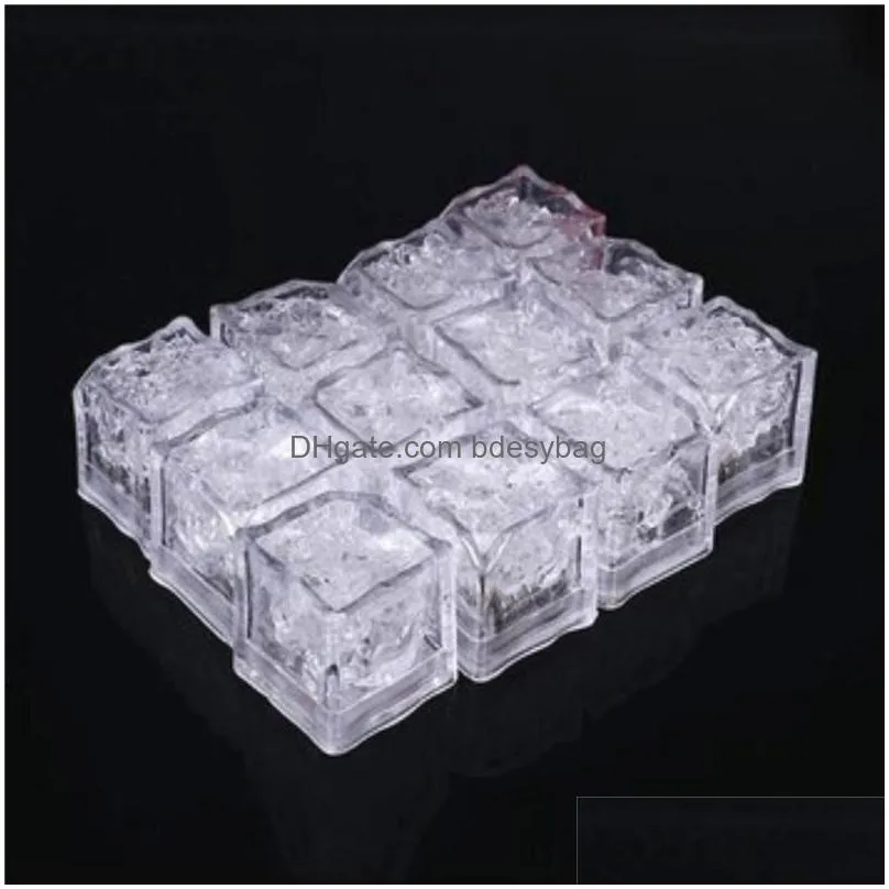 12 pieces flameless led submersible light candle color changing glow led ice cube for party
