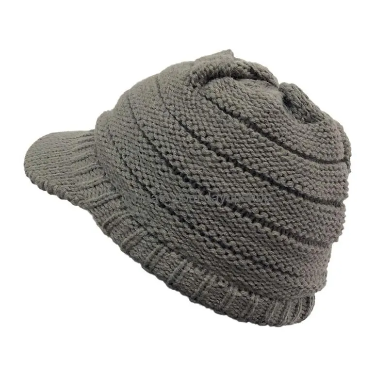9 Colors Winter Cap Peak Solid Color Knitted Hat Fashion Thermal Brim Beret Casual For Drop Delivery Dhxu5