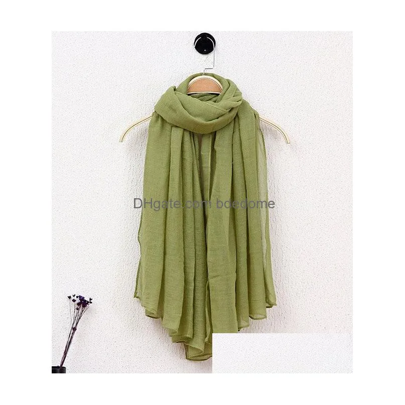 42 Colors Spring Summer Fashion Solid Lady Scarf Sun Protection Cotton And Linen Candy Color Scarves Drop Delivery Dhw3M