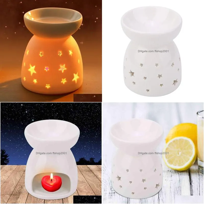 night fragrance lamp ceramic essence oil burner candle incense aromatherapy stove star