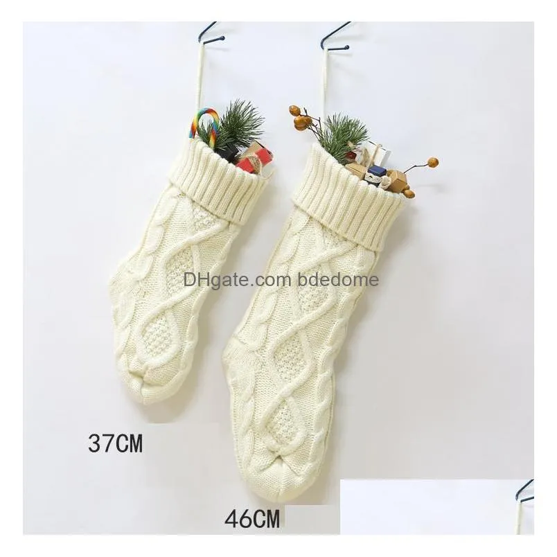 37Cm/46Cm Fashion Personalized Knit Christmas Stocking Gift Bags Acrylic Decorations Xmas Large Decorative Drop Delivery Dhbah