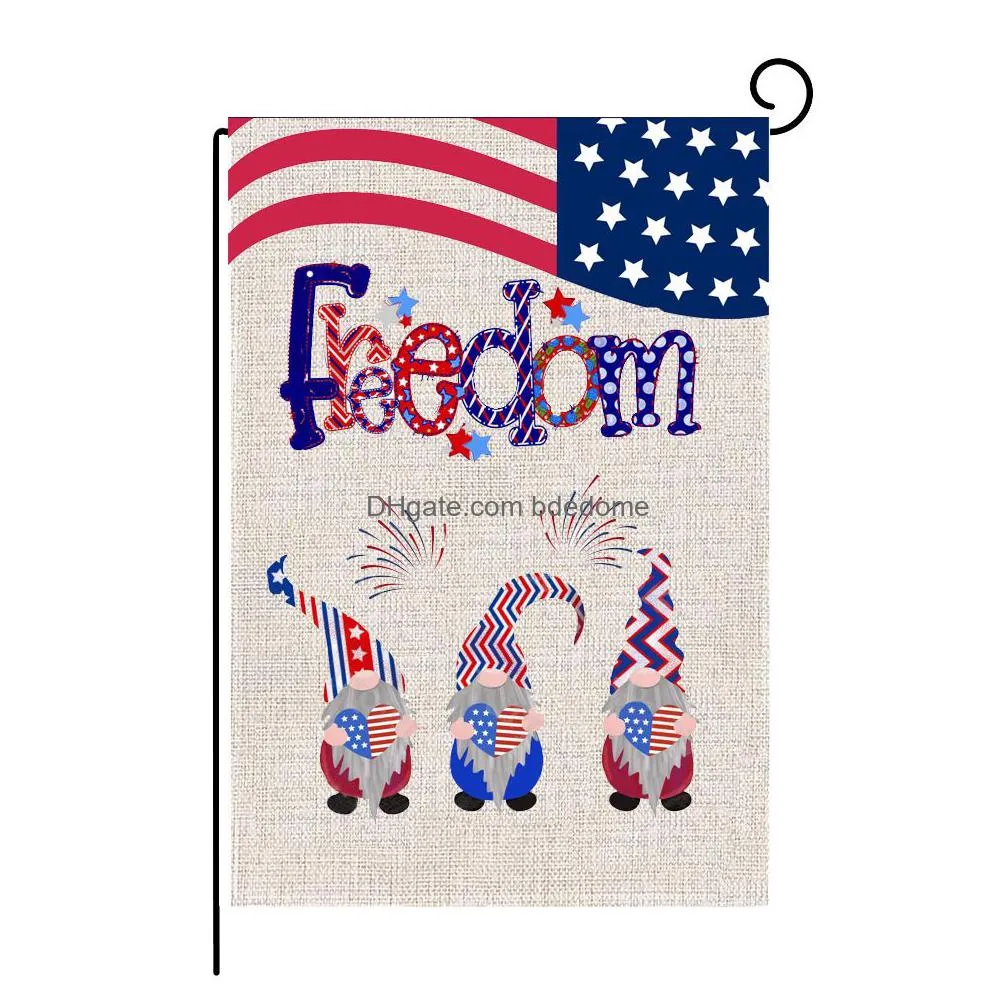 13 Style 47X32Cm Independence Day Garden Flag Accessories Double Sided Printing Spring And Summer Outdoor Welcome Drop Delivery Dhroh