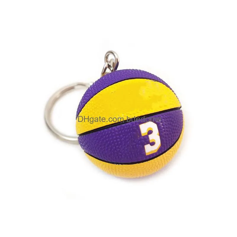 Wholesale 40 Style Pu Basketball Keychains 3D Sports Player Ball Key Chains Mini Souvenirs Keyring Gift For Men Boys Fans Keychain Pen Dh2Us