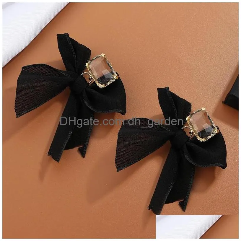 Dangle & Chandelier Jewelry Korean Sweet Black White Bowknot Women Earrings Fabric Lace Bow Fashion Drop Gift Drop Delivery J Dhgarden Dhfqk