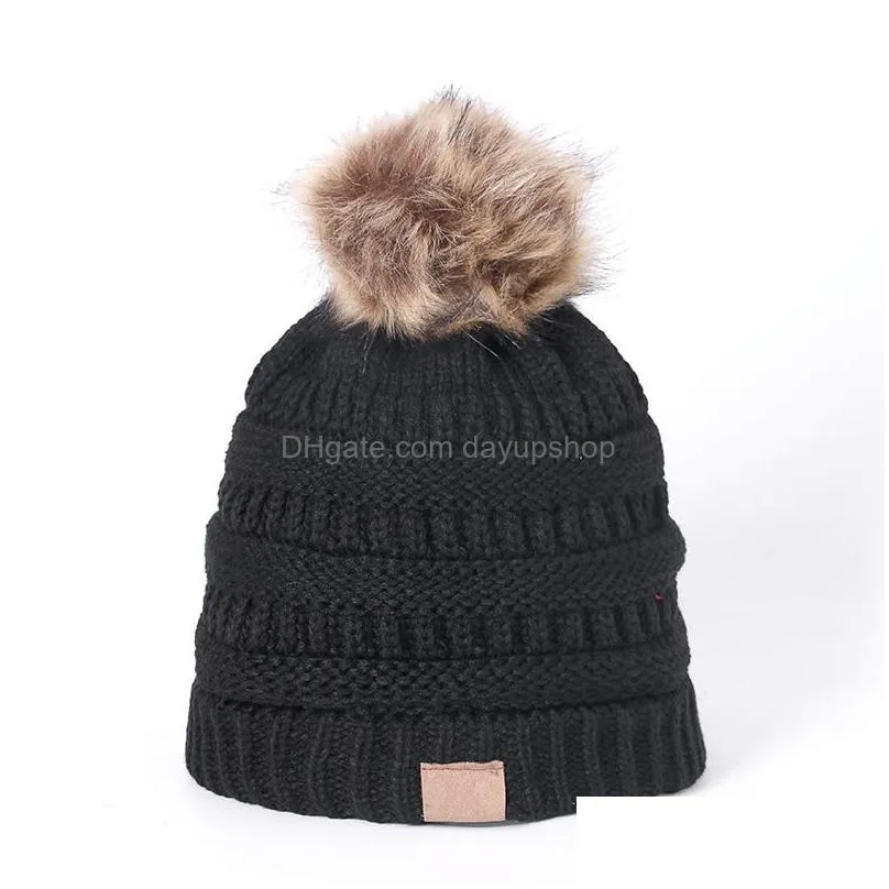 Designer Fall And Winter Wool Knitted Hat Outdoor Thickened Thermal Plover Hairball Christmas Drop Delivery Dhqde