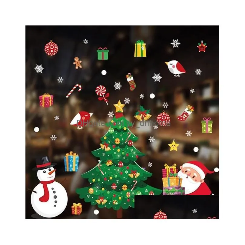 2020 merry christmas window stickers christmas decorations for home wall glass stickers year home decor hh936108635315