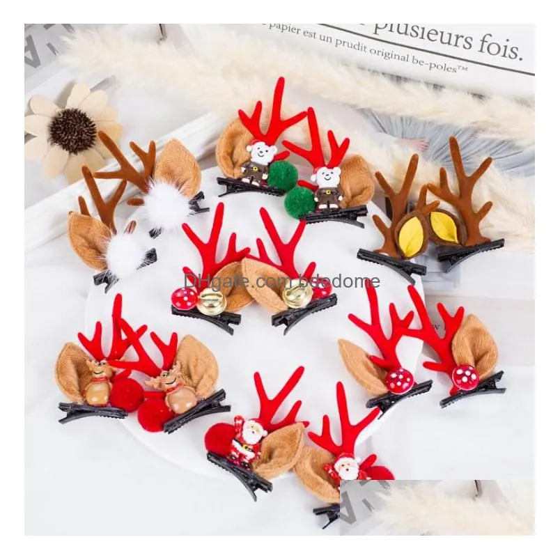 23 Styles Christmas Hairpin Cartoon Santa Claus Snowman Antler Hair Clip Child Adt Headband Decoration Drop Delivery Dhavm