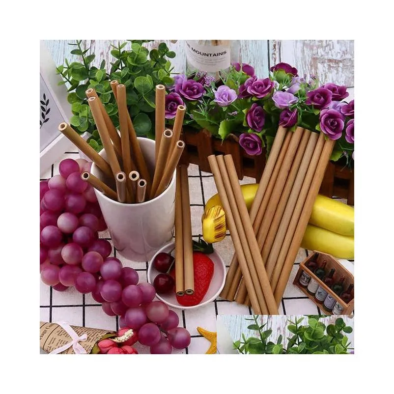 1 pcs bamboo disposable cups drinking straws reusable ecofriendly party kitchen for wholesale yellow