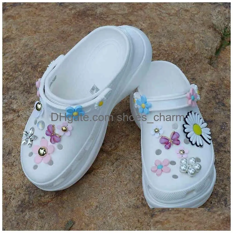 style chrysanthemum croc charms butterfly shoe decorations
