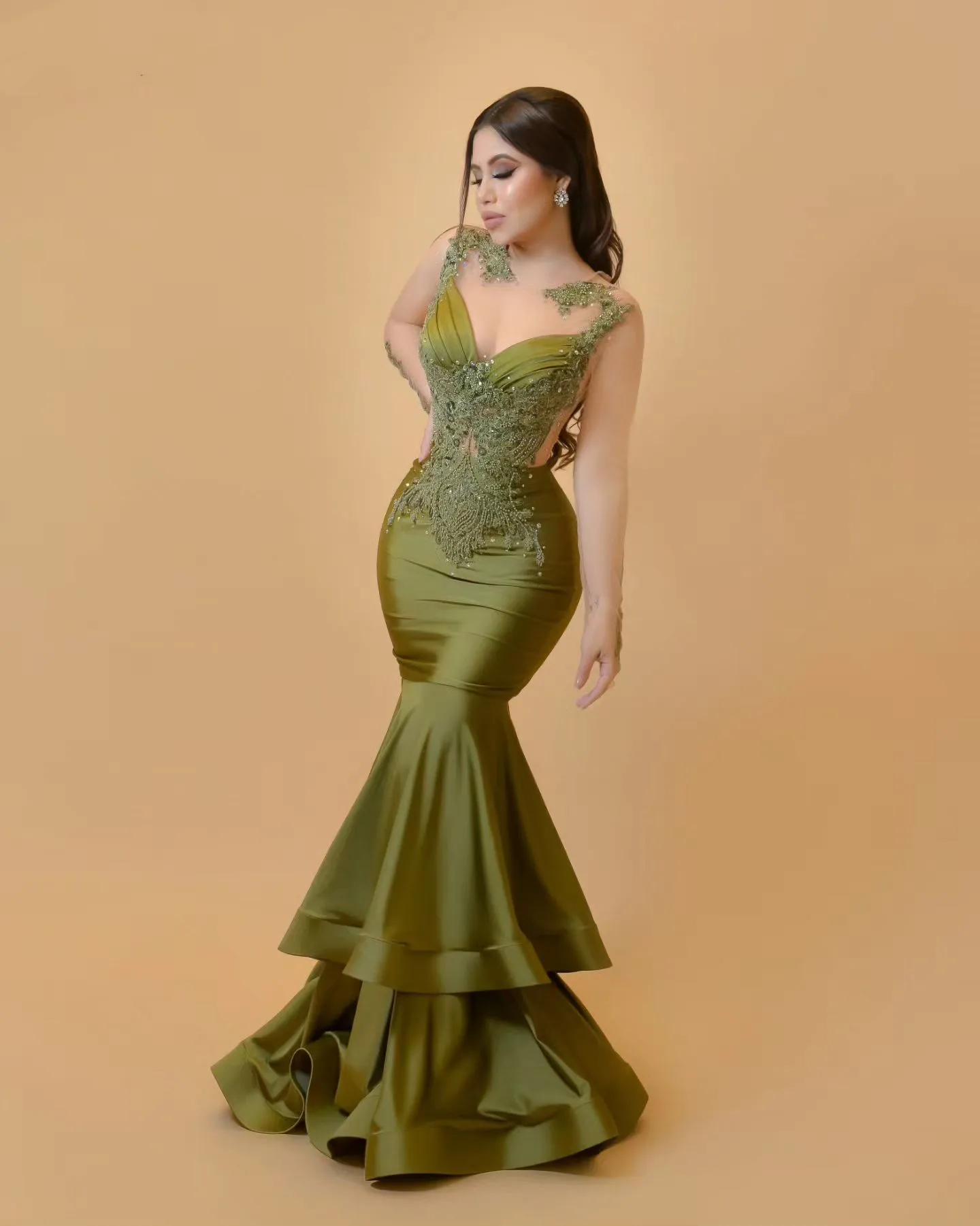 2023 Nov Aso Ebi Arabic Green Mermaid Mother Of The Bride Dresses Lace Beaded Evening Prom Formal Party Birthday Celebrity Mother Of Groom Gowns Dress ZJT003