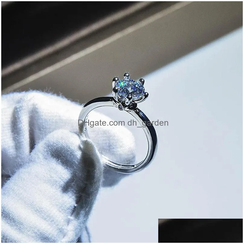 fashion womens wedding rings engagement high quality 1 carat diamond adjustable opening ring