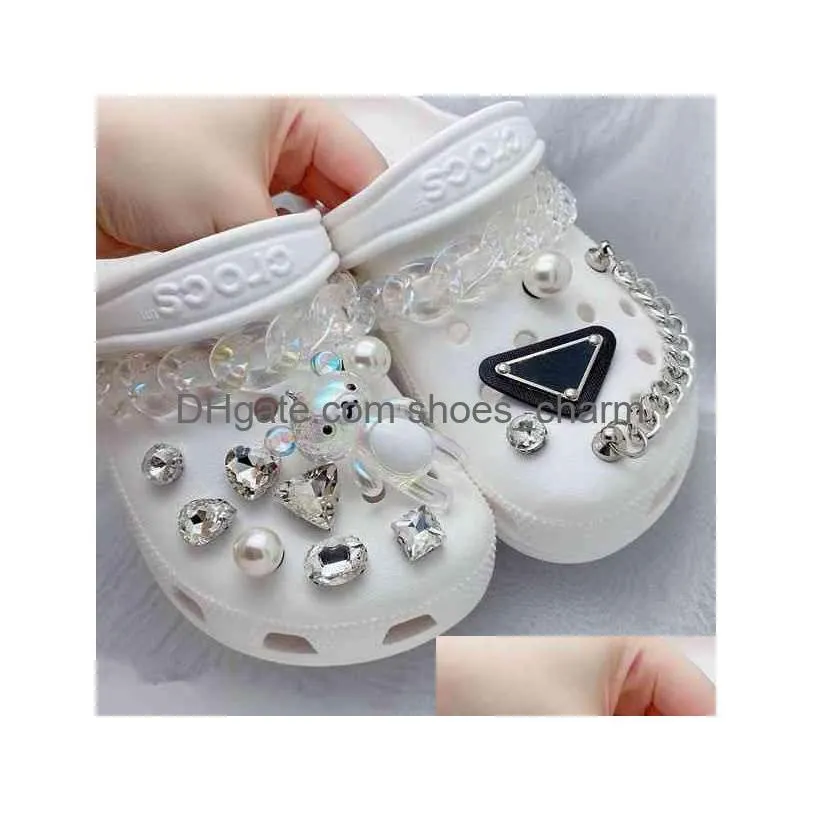 trendy retro rhinestone croc designer diy quality women shoes charms for jibz animal chain clogs buckle kids girls gifts