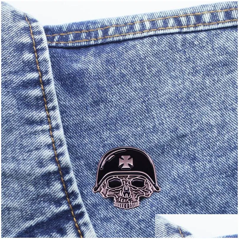 skull badge pins military jewelry horror brooch badges holloween brooch