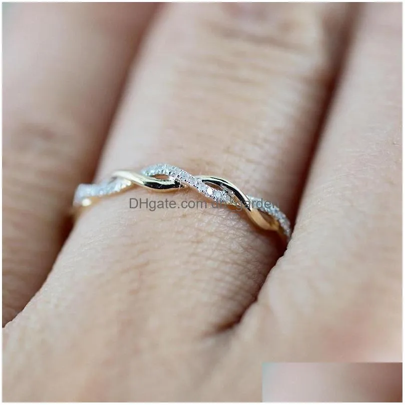 womens wedding rings fashion gemstone rose gold engagement ring jewelry round simulated diamond twist ring