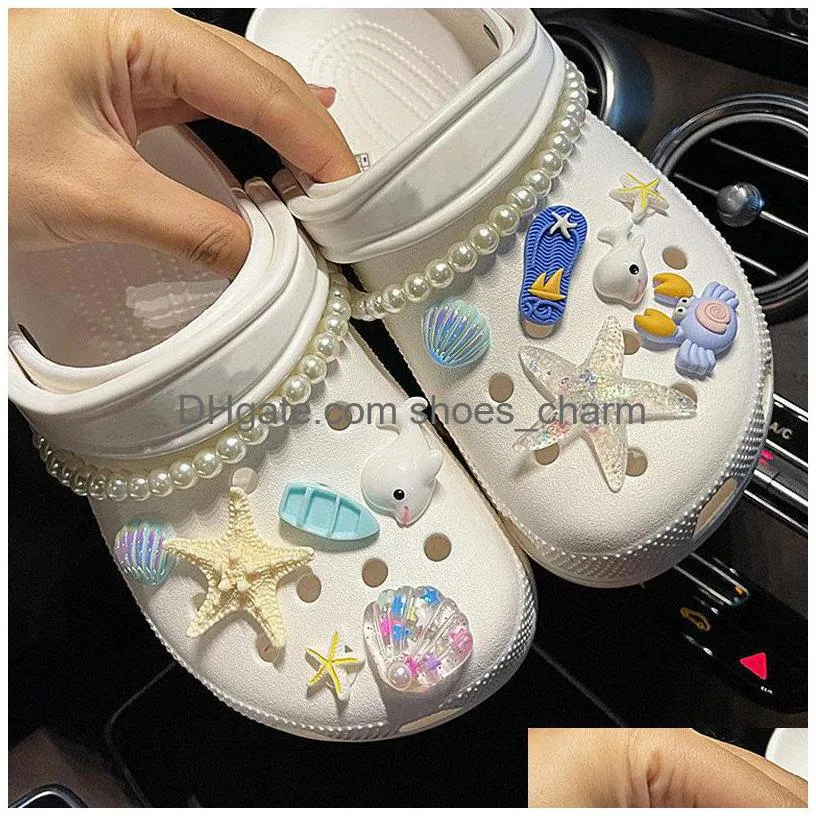 ocean sea charms shoe buckle slipper decoration toy fit croc girl pvc accessories gifts xmas kids backpack cute diy