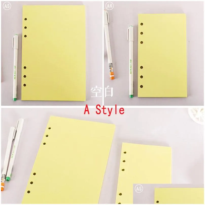 40 sheets notepads paper colorful card papers 6 holes school supplies a5 a6 notebook index divider for daily planner