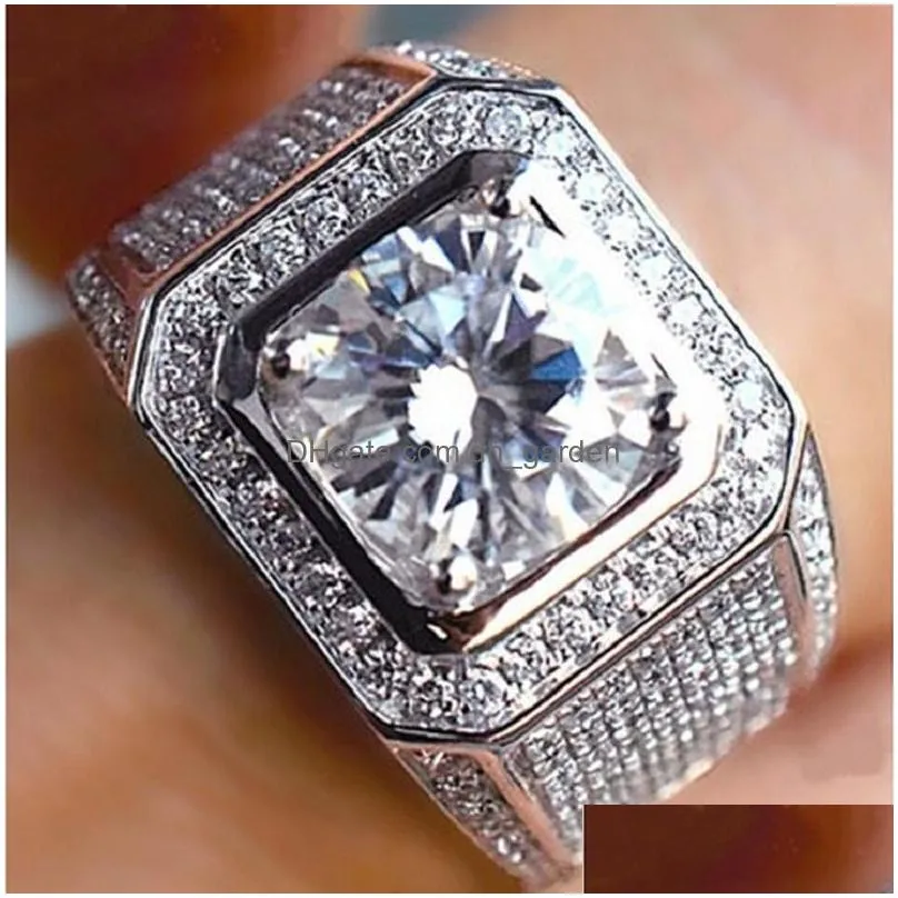 fashion mens wedding ring jewelry high quality stones engagement rings for womens simulated diamond silver rings