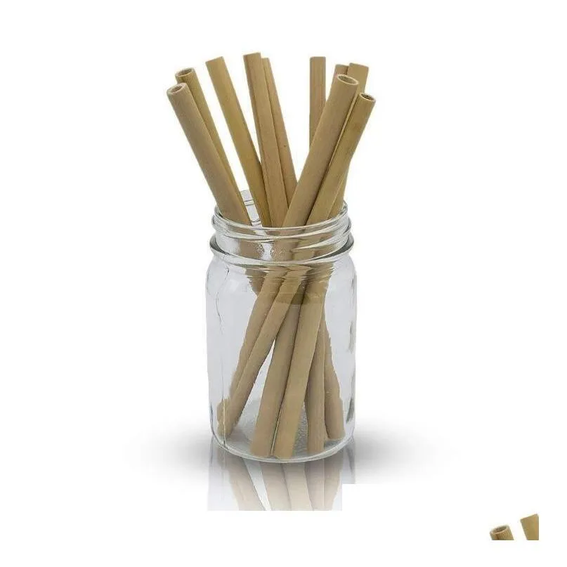 100% natural bamboo straw 23cm reusable drinking straw ecofriendly beverages straws cleaner brush for home party wedding bar drinking