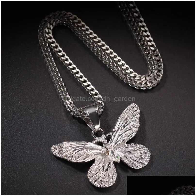 iced out mens butterfly pendant necklace designer hip hop jewelry butterfly necklaces