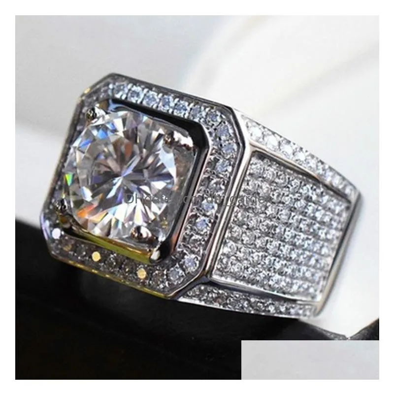 fashion mens wedding ring jewelry high quality stones engagement rings for womens simulated diamond silver rings
