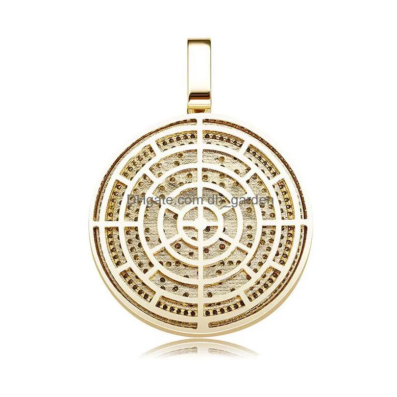 iced out round pendant necklace letter saty hard gold silver plated mens hip hop necklaces jewelry