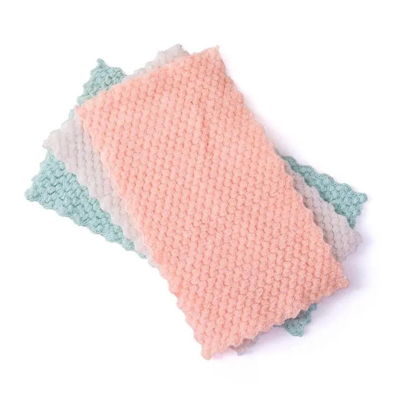 microfiber strong absorbent cleaning cloths soft scouring pad nonstick oil dry and wet rag kitchen towel