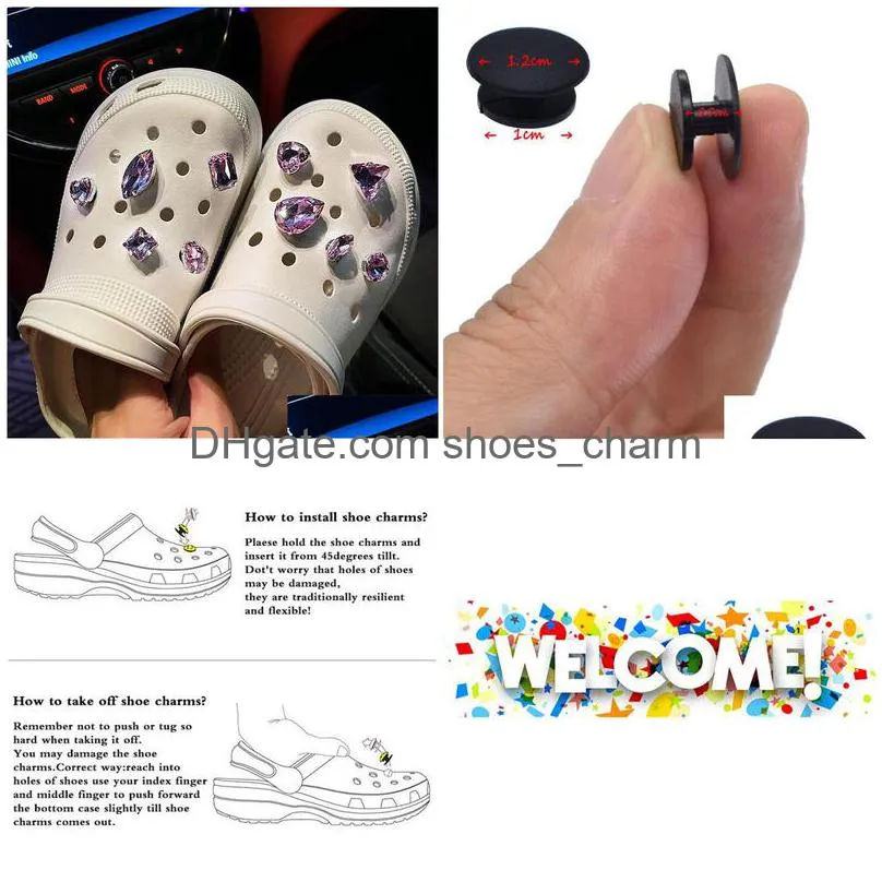 purple diamond charms diy cute kids shoe buckle slipper accessories xmas party fit croc decoration gifts wristbands toy