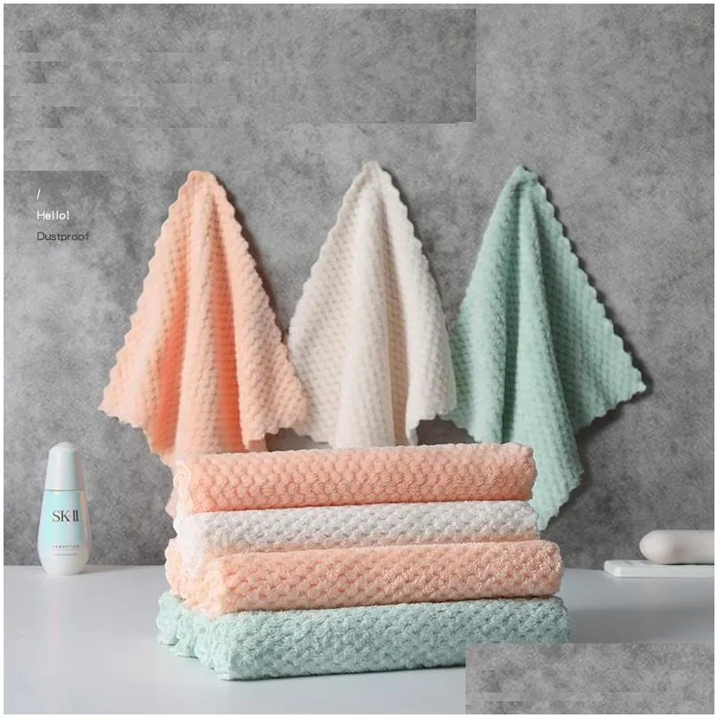 microfiber strong absorbent cleaning cloths soft scouring pad nonstick oil dry and wet rag kitchen towel