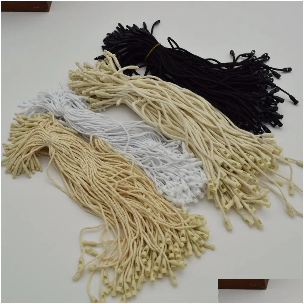 good quality cotton clothes garment hang tag string snap lock pin loop fastener ties for product tags