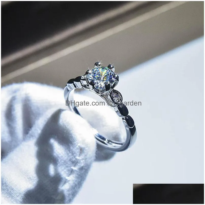 fashion womens wedding rings engagement high quality 1 carat diamond adjustable opening ring