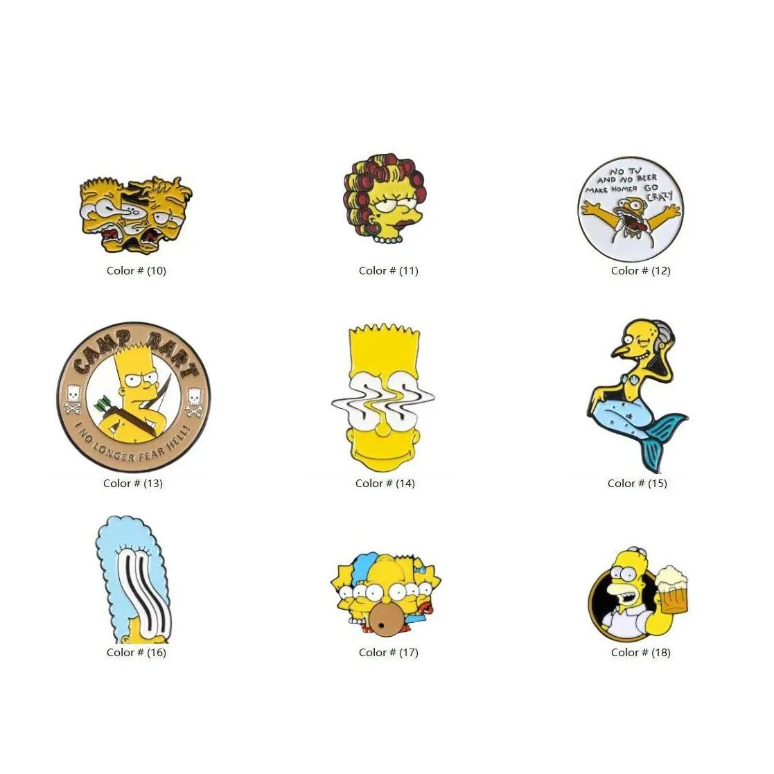 funny animated sitcom simpson brooch for woman cute badge collar shirt enamel pin brooches for men metal pin jewelry accesorios 28