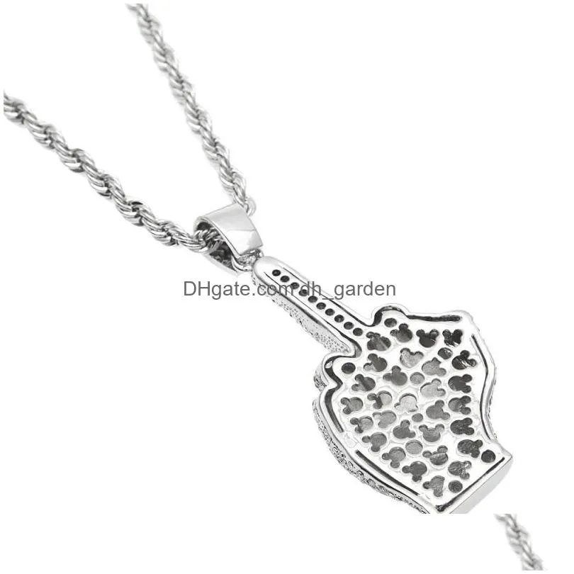 fashion mens iced out pendant hip hop necklace erect middle finger bling necklaces hiphop jewelry
