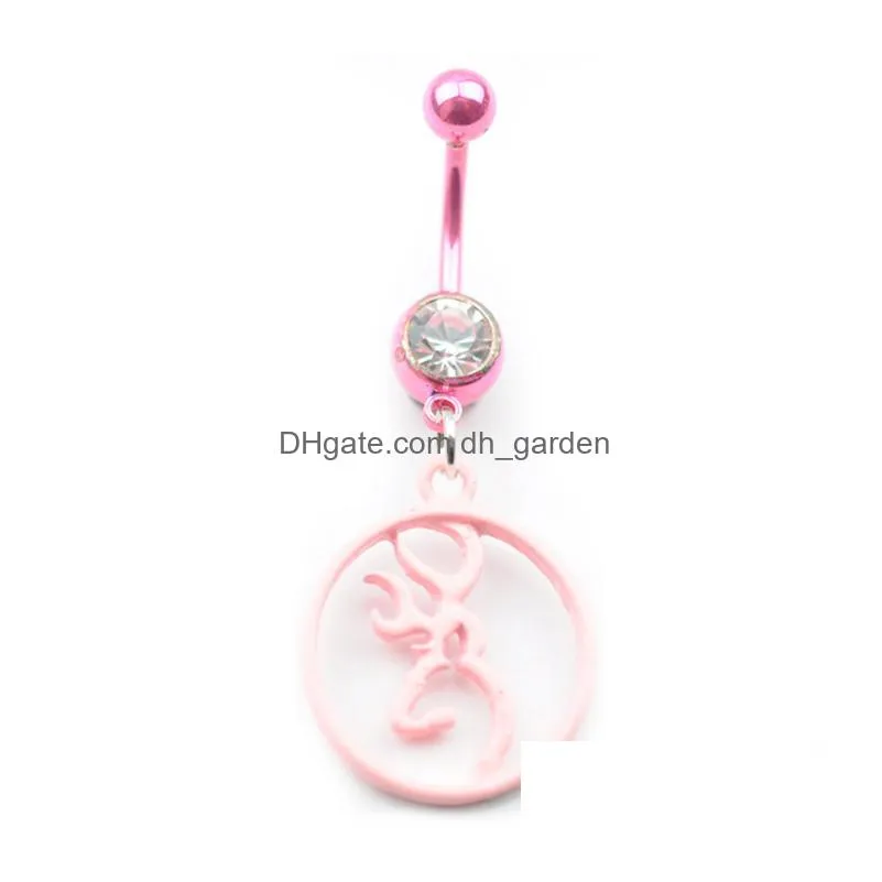 d0022 horse belly navel button ring silver color