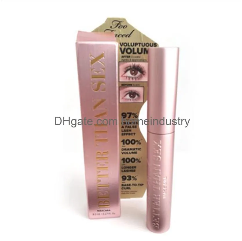 mascara top quallitynew face cosmetic better than sex love mascara black color long lasting more volume 8ml masacara drop delivery 2