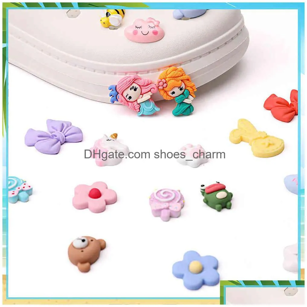 20pcs resin shoes for buckle accessories bow panda bear bee shoe decoration croc jibz charms fit wristband kids gift