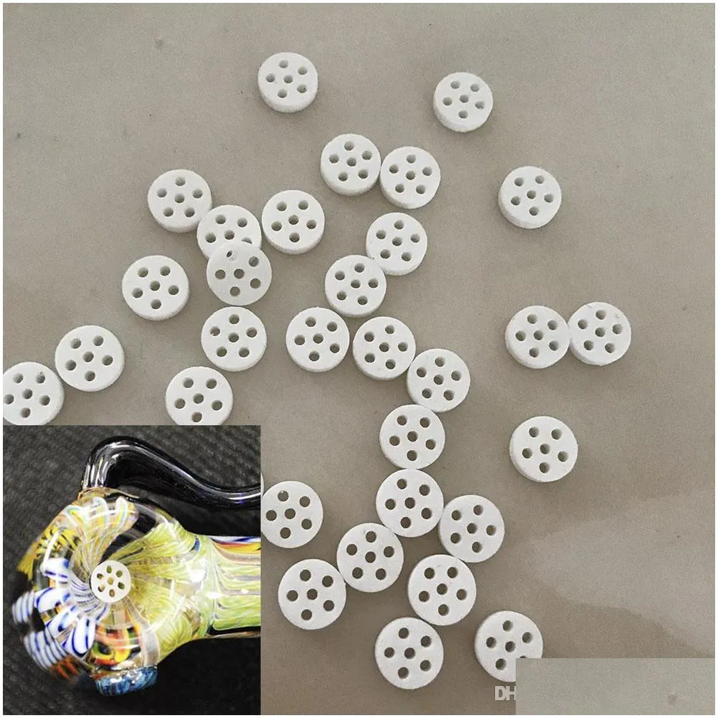 ceramic screen smoking filter screen glass bowl smoking honeycomb disk hand pipe filter screen 6 holes dia 8mm x thick 2mm