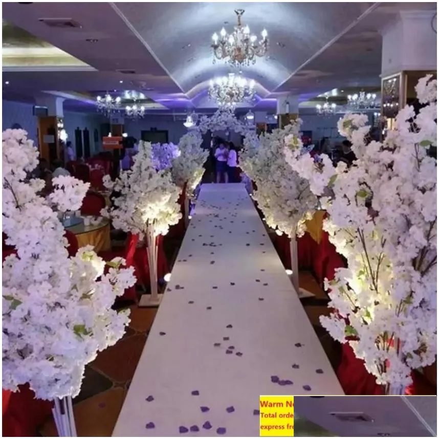 wedding decoration 5ft tall 10 piecelot decorative flowers wreaths slik artificial cherry blossom tree roman column road