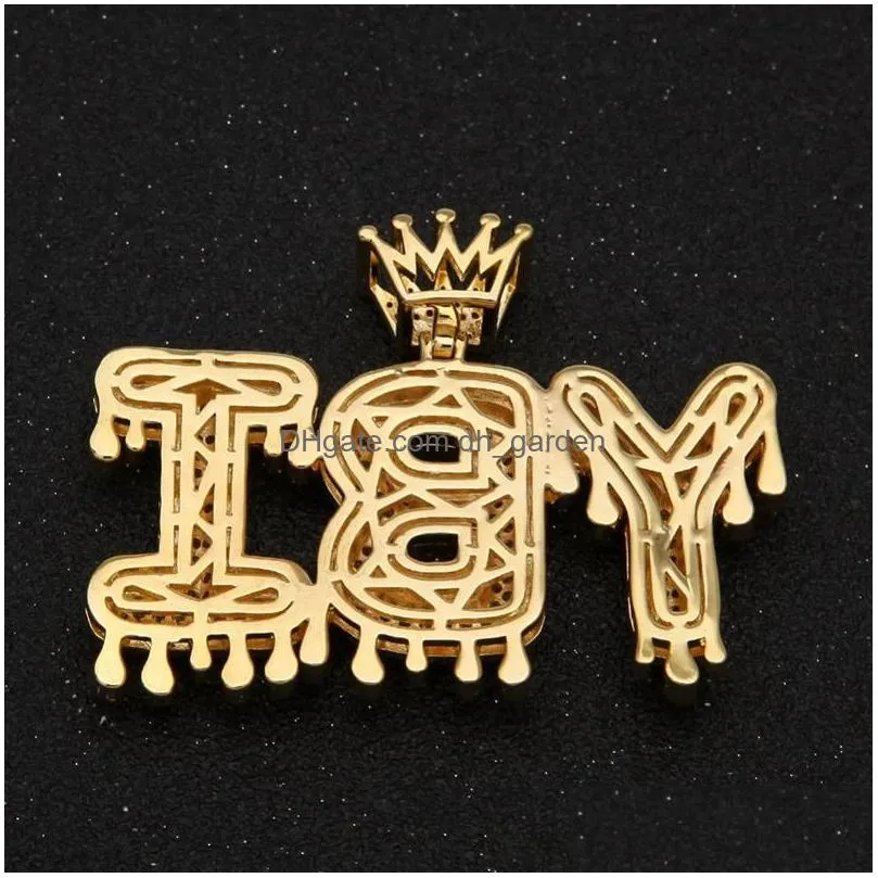 az custom name letters necklaces mens fashion hip hop jewelry iced out gold silver crown initial letter pendant necklace