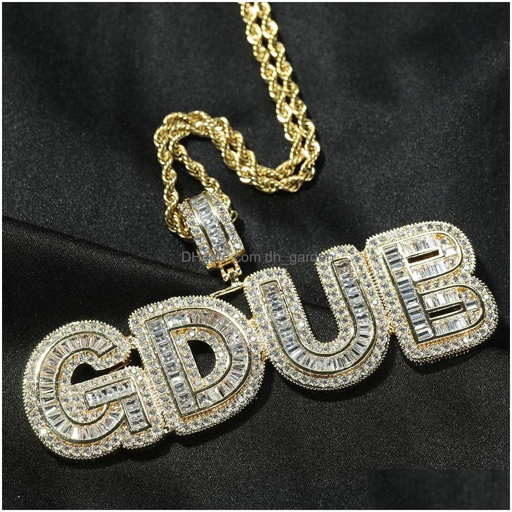 az custom name letters necklaces mens fashion hip hop jewelry large crystal sugar iced out gold initial letter pendant necklace