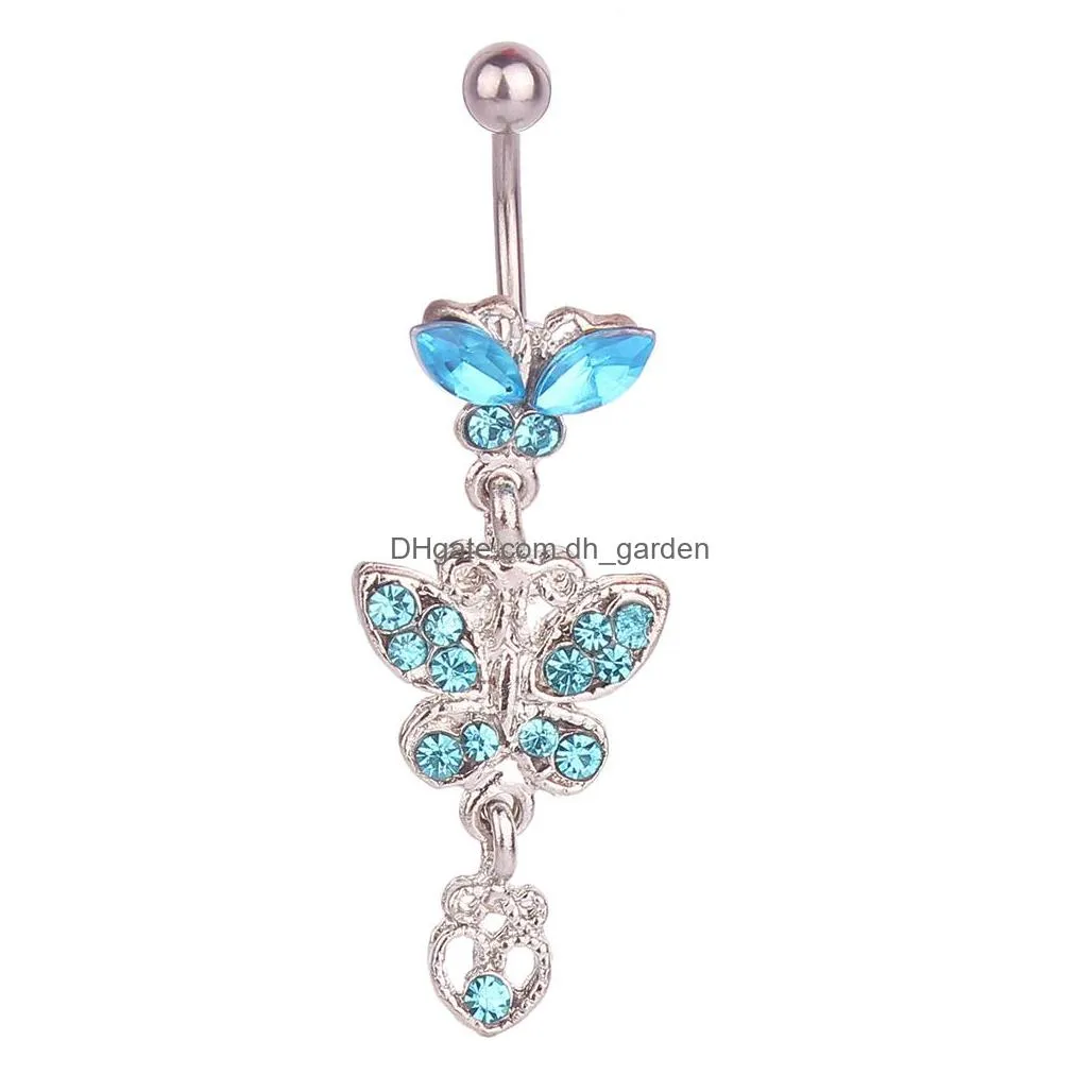 d0175 heart mix colors belly navel button ring