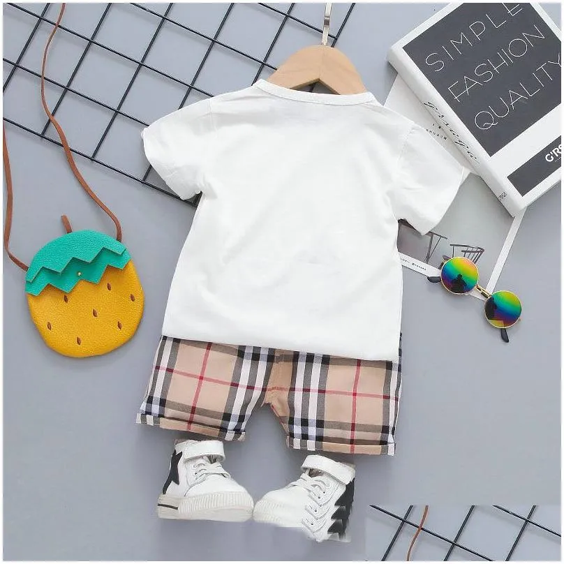 baby boys girls clothing sets plaid toddler infant summer clothes kids outfit short sleeve casual t shirt shorts
