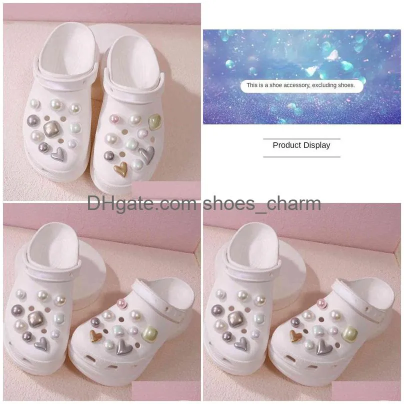 colorful trend croc charms classic mixed color pearl diy shoe buckle