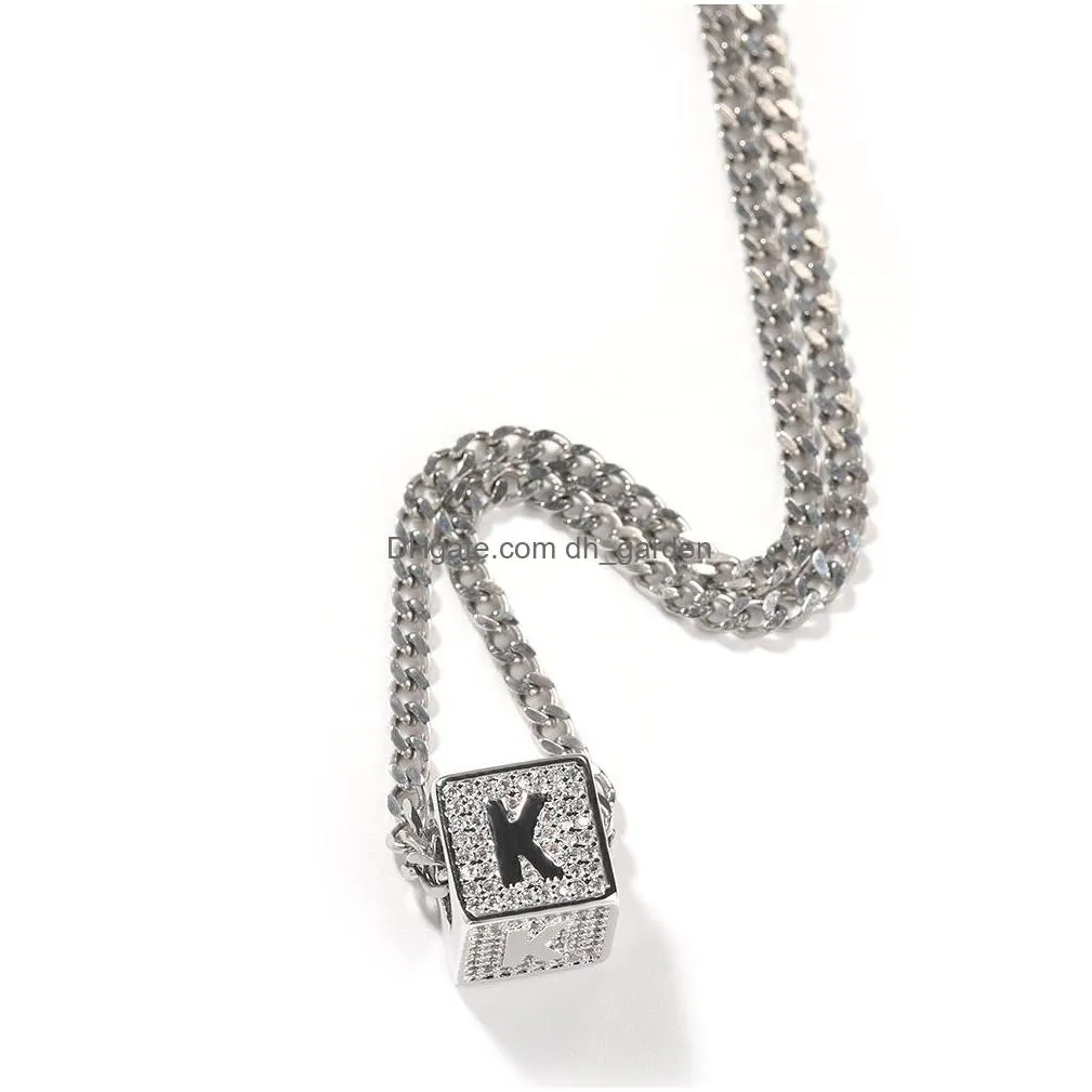 26 english alphabet square pendant necklace mens hip hop necklaces jewelry iced out h letter pendant gold necklace